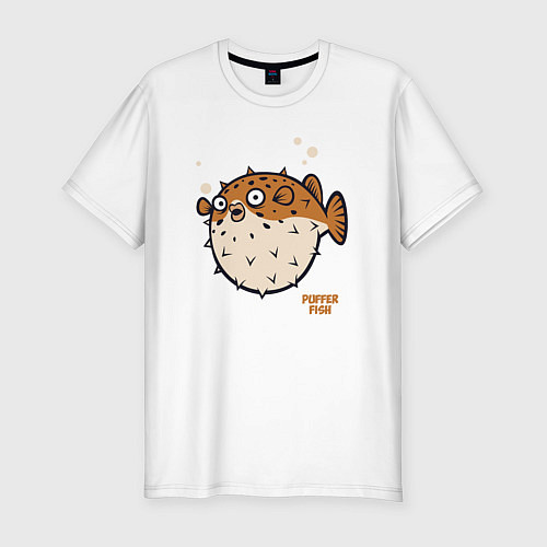 Мужская slim-футболка Рыбка фугу / Белый – фото 1