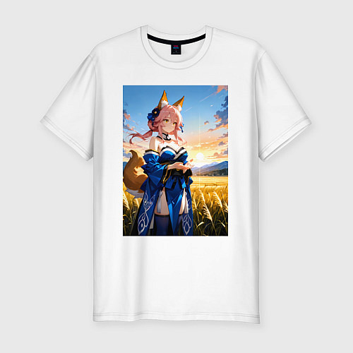Мужская slim-футболка Tamamo no Mae Fate Grand Order / Белый – фото 1