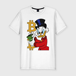 Футболка slim-fit Duck tales - Scrooge bitcoin, цвет: белый