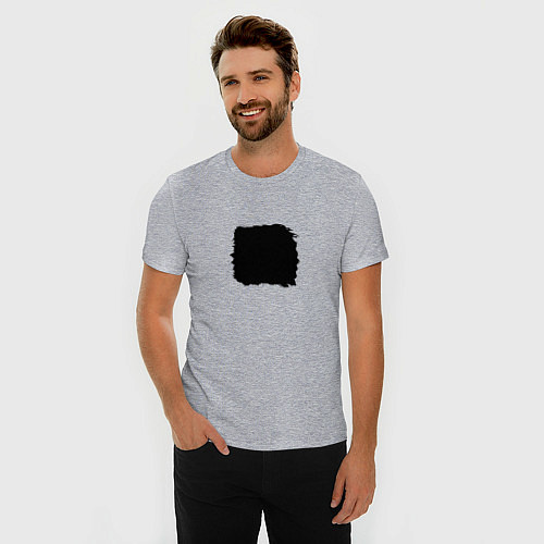 Мужская slim-футболка Минималист мужчина - черный квадрат для пары / Меланж – фото 3
