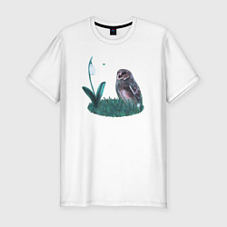 Футболка slim-fit Сова и подснежник, цвет: белый