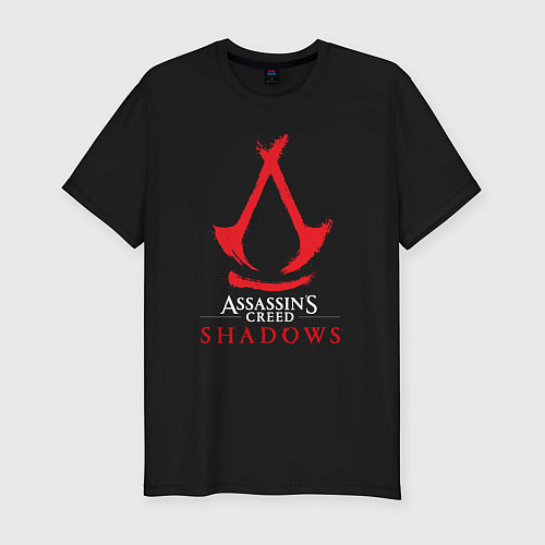 Мужская slim-футболка Assassins Creed Shadows - badge / Черный – фото 1