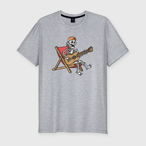 Мужская slim-футболка Скелетик гитарист / Меланж – фото 1