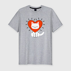 Футболка slim-fit Кошкино сердечко, цвет: меланж