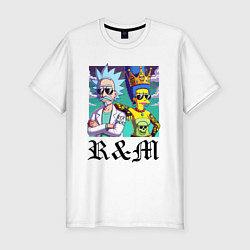 Футболка slim-fit Рик Санчес и королева Мардж Симпсон - коллаба, цвет: белый