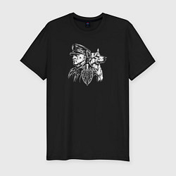 Футболка slim-fit Пограничник и собака, цвет: черный
