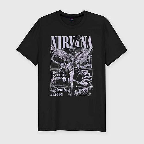 Мужская slim-футболка Nirvana grunge / Черный – фото 1