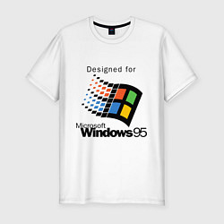 Футболка slim-fit Предназначен для windows 95, цвет: белый