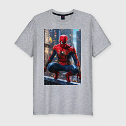 Футболка slim-fit Человек-паук на страже, цвет: меланж