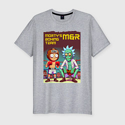 Мужская slim-футболка Mortys boxing team - ai art fantasy