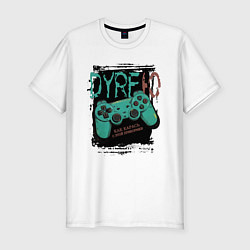 Футболка slim-fit Дурею с этой прикормки мем с джойстиком, цвет: белый