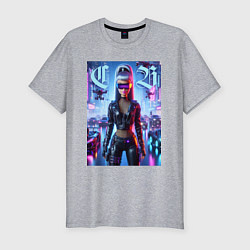 Футболка slim-fit Cyber girl Barbie - neon glow, цвет: меланж
