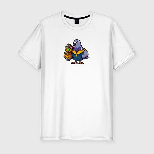 Мужская slim-футболка Голубь с перчаткой бесконечности / Белый – фото 1