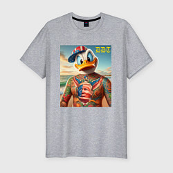 Футболка slim-fit Donald Duck Trump - meme, цвет: меланж