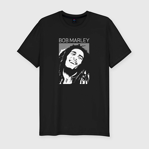 Мужская slim-футболка Bob Marley abstract portrait / Черный – фото 1