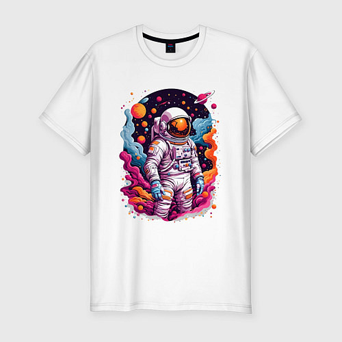 Мужская slim-футболка Космонавт / Белый – фото 1