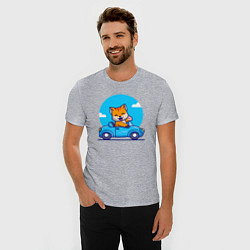 Футболка slim-fit Котик водитель, цвет: меланж — фото 2