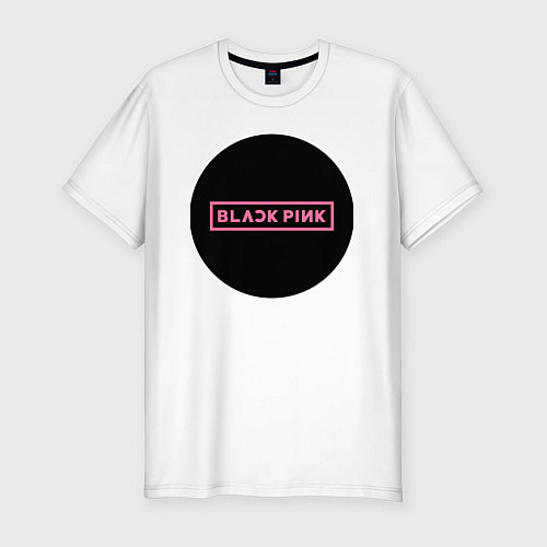 Мужская slim-футболка Blackpink logotype - group of South Korea / Белый – фото 1