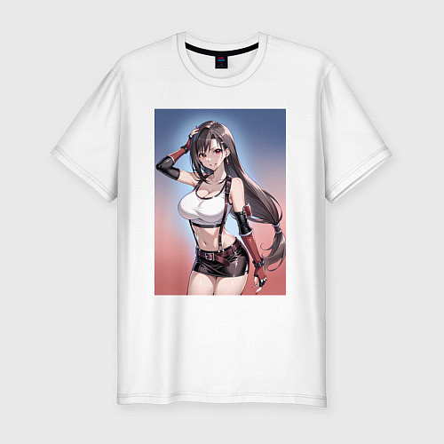 Мужская slim-футболка Тифа Локхарт из Final Fantasy VII / Белый – фото 1