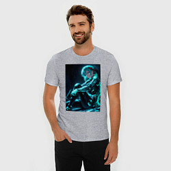 Футболка slim-fit Девушка киборг в стиле Cyberpunk, цвет: меланж — фото 2