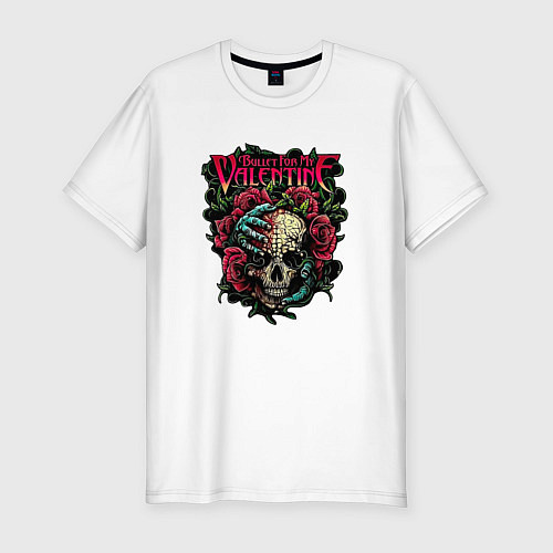 Мужская slim-футболка Пуля для моего Валентина / Белый – фото 1