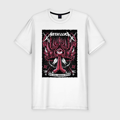 Мужская slim-футболка Metallica - royal arena Denmark / Белый – фото 1