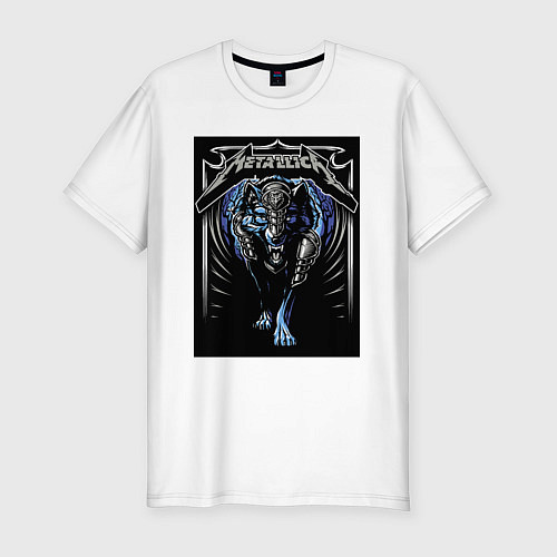 Мужская slim-футболка Metallica thrash metal style - wolf / Белый – фото 1