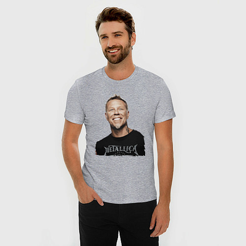 Мужская slim-футболка James Alan Hetfield - Metallica leader / Меланж – фото 3