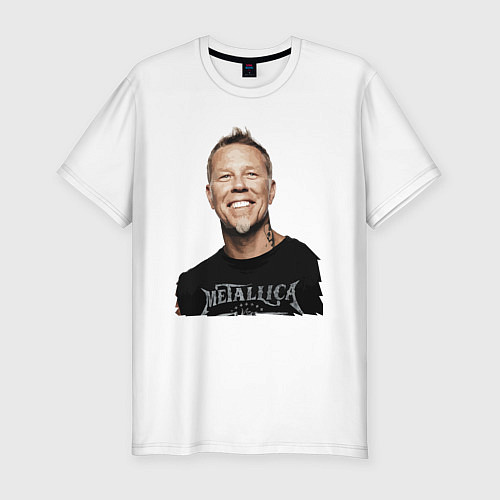 Мужская slim-футболка James Alan Hetfield - Metallica leader / Белый – фото 1