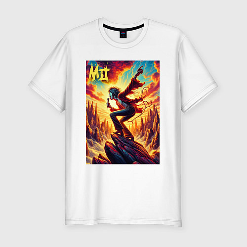 Мужская slim-футболка Mick Jagger -mountain fantasy / Белый – фото 1