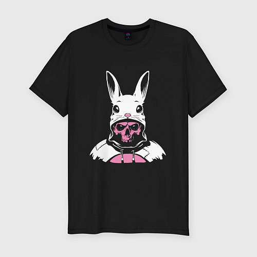 Мужская slim-футболка Череп - кролик / Черный – фото 1