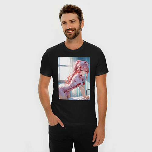 Мужская slim-футболка Медсестричка позаботится о тебе / Черный – фото 3