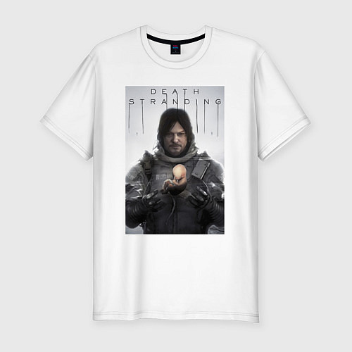 Мужская slim-футболка Death Stranding - Norman Reedus / Белый – фото 1
