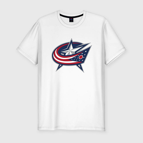 Мужская slim-футболка Columbus blue jackets - hockey team - emblem / Белый – фото 1