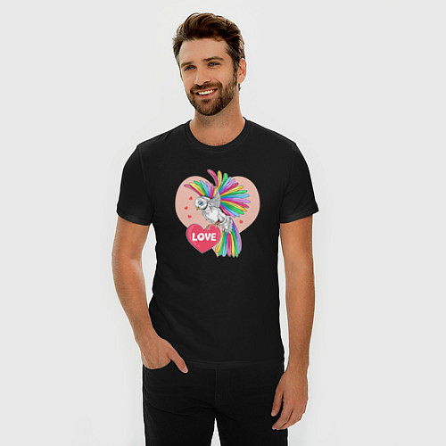 Мужская slim-футболка Color bird / Черный – фото 3