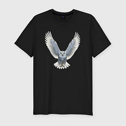 Футболка slim-fit Сова с расправленными крыльями, цвет: черный