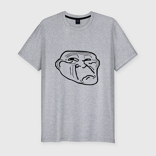 Мужская slim-футболка Тролл фейс недовольный мем / Меланж – фото 1