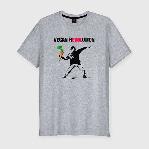 Мужская slim-футболка Love vegan / Меланж – фото 1