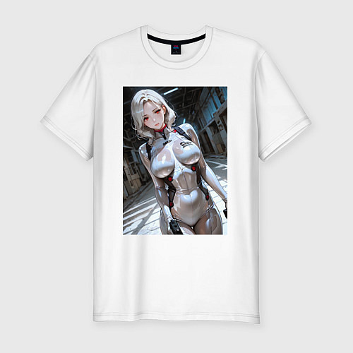 Мужская slim-футболка Девушка-наемница / Белый – фото 1