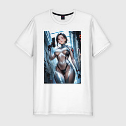 Футболка slim-fit Девушка-наемница, цвет: белый