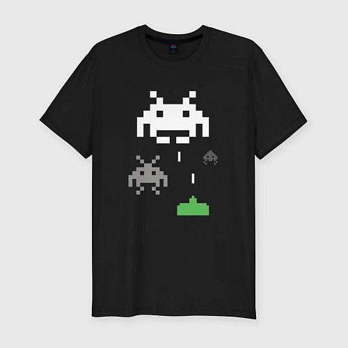 Мужская slim-футболка Space invaders / Черный – фото 1