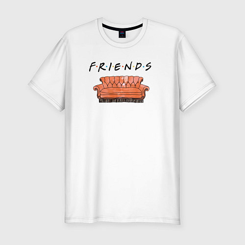 Мужская slim-футболка Friends - logo / Белый – фото 1