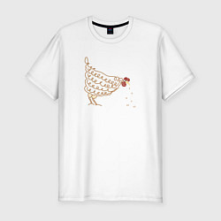 Футболка slim-fit Курица клюет, цвет: белый