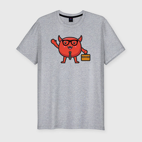 Мужская slim-футболка Офисный дьяволёнок / Меланж – фото 1