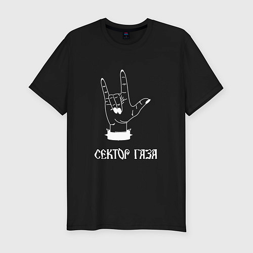 Мужская slim-футболка Сектор газа рок / Черный – фото 1