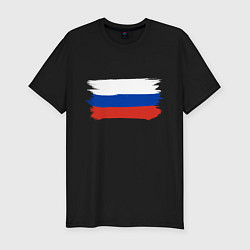 Футболка slim-fit Флаг россии нарисованный, цвет: черный