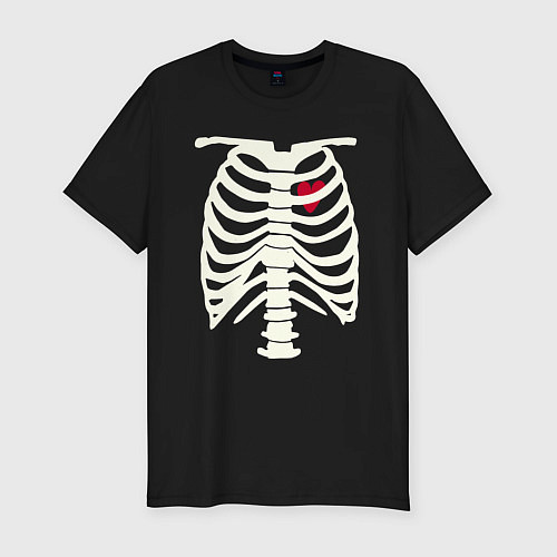 Мужская slim-футболка Сердце в скелете / Черный – фото 1