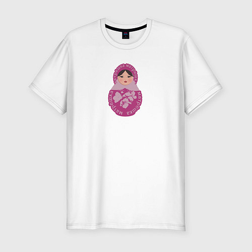 Мужская slim-футболка Матрёшка в розовом / Белый – фото 1