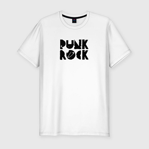 Мужская slim-футболка Punk Rock in black / Белый – фото 1