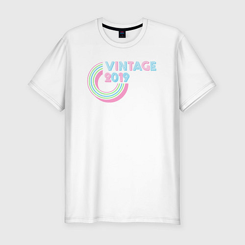 Мужская slim-футболка Винтаж 2019 / Белый – фото 1